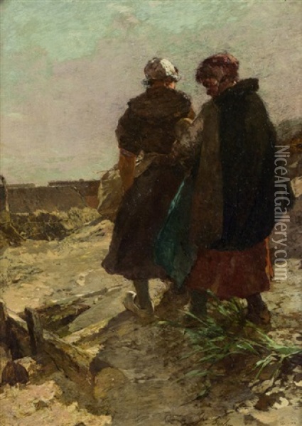 Zwei Frauen Am Strande Oil Painting - Gregor von Bochmann the Elder