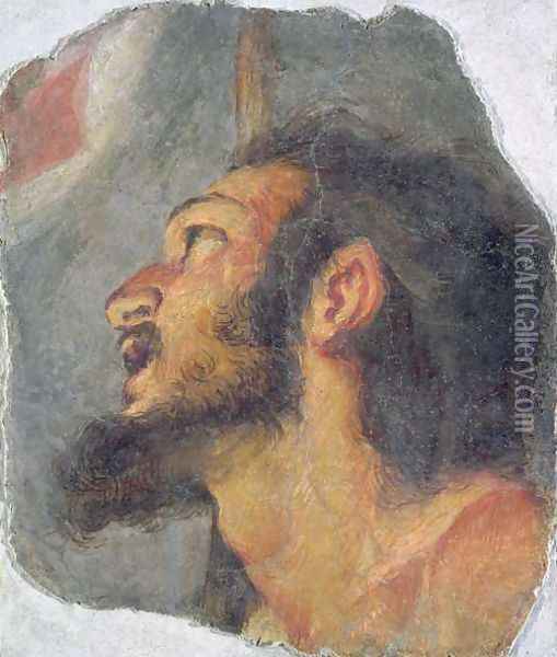 The Head of St. John the Baptist, fragment from a fresco Oil Painting - Bernardo Strozzi