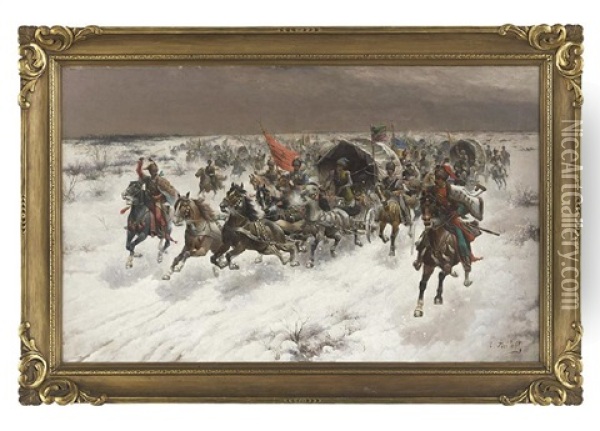 Siberian Treasure Train Oil Painting - Adolf (Constantin) Baumgartner-Stoiloff