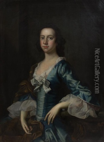 Portrait Of The Maid Of Honor To The Queen Oil Painting - Thomas Hudson