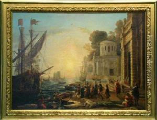 A Capriccio Of A Harbor Scene Oil Painting - Lorraine Claude