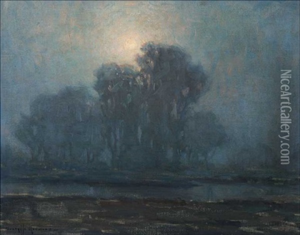 Moonlit River Landscape Oil Painting - Granville S. Redmond