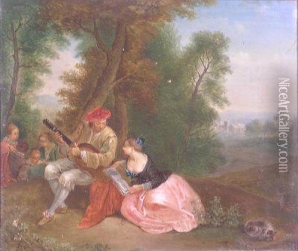 'la Gamme D'amour' Oil Painting - Watteau, Jean Antoine