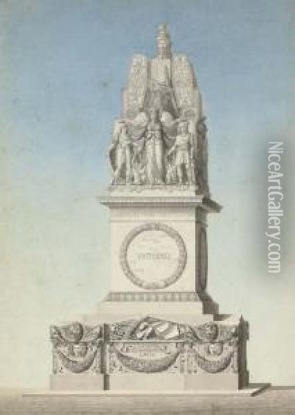 Design For A Victory Monument Commemorating The Dead Of The French Republican Wars Oil Painting - Jean Guillaume Moitte