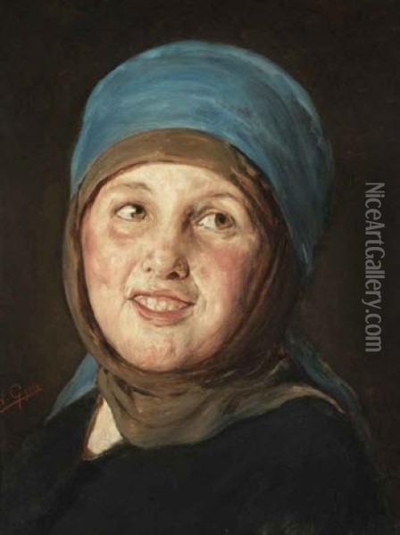 Portrait Of A Smiling Woman Oil Painting - Nikolaus Gysis