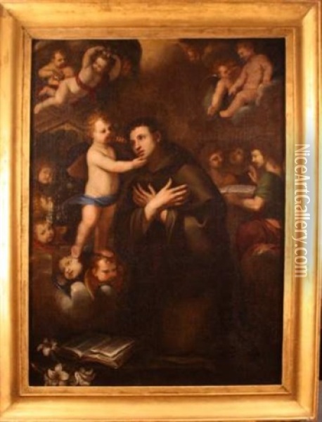 Saint Antoine En Priere Entoure D'anges Oil Painting - Bartolome Esteban Murillo