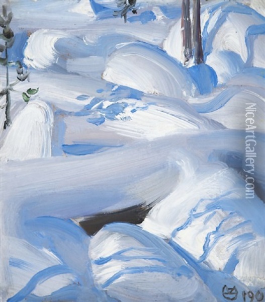 Snow-covered Stones Oil Painting - Akseli Valdemar Gallen-Kallela