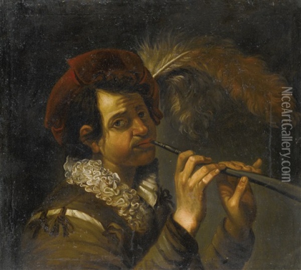 The Flautist Oil Painting -  Caravaggio