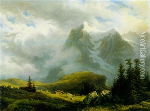 Wetterhorn Oil Painting - Francois Diday