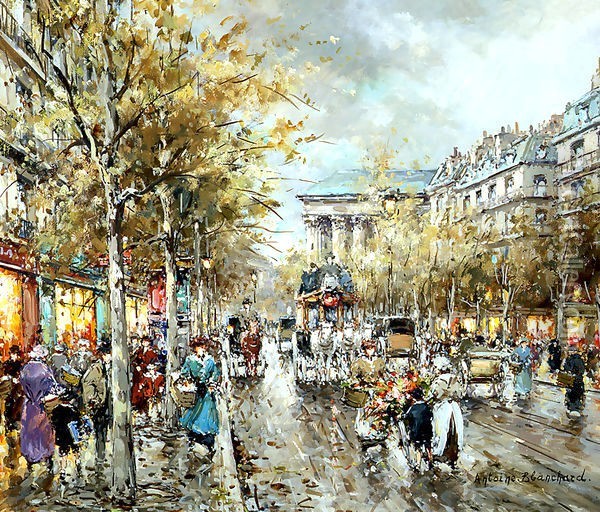 La Madeleine Boulevard des Capucines Oil Painting - Agost Benkhard