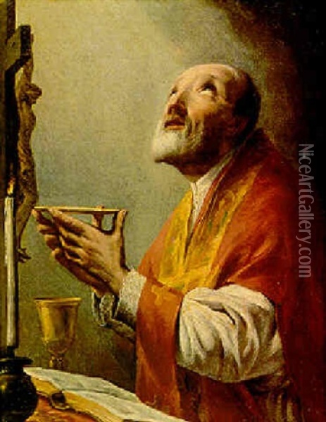 San Carlos Borromeo Oil Painting - Giovanni Battista Piazzetta
