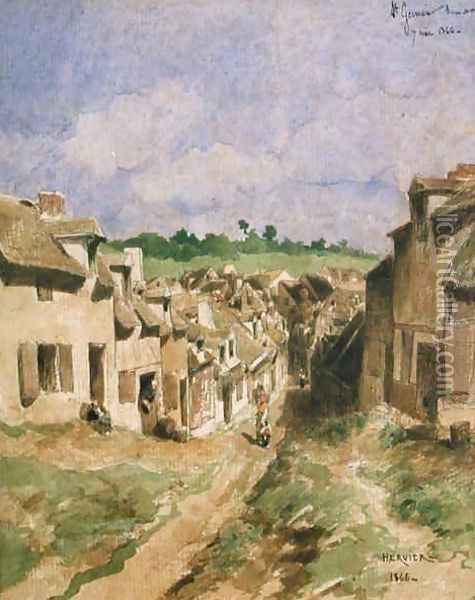 A Street in Saint Germain Seine et Oise Oil Painting - Louis Adolphe Hervier