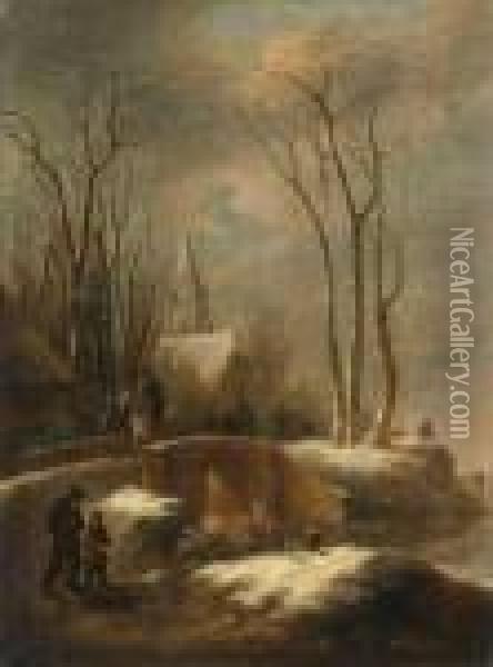 Winterlandschaft Oil Painting - Claes Molenaar (see Molenaer)