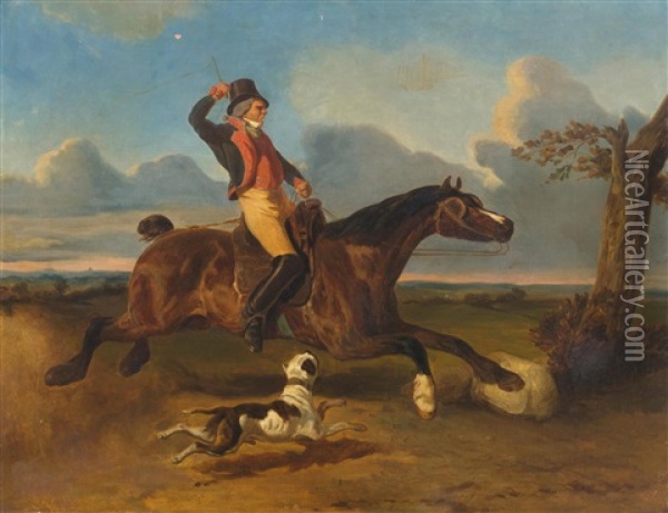 Rider With Hunting Dog Oil Painting - Jacques-Laurent Agasse