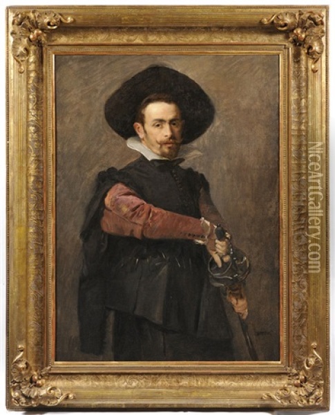 Nobleman With A Sword Oil Painting - Vaclav Brozik