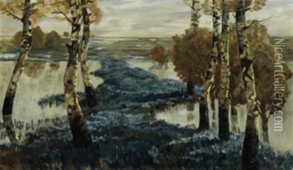 Uberschwemmte Salbeifelder In Der Poebene Oil Painting - Ludwig Dill