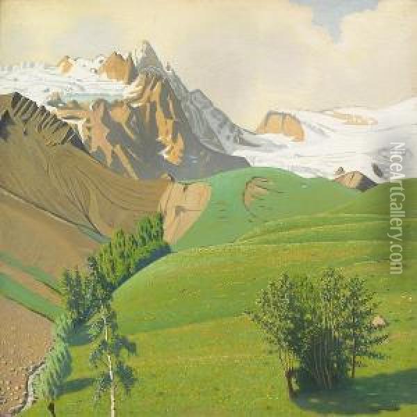 A View In The Alps Oil Painting - Robert Morson Hughes