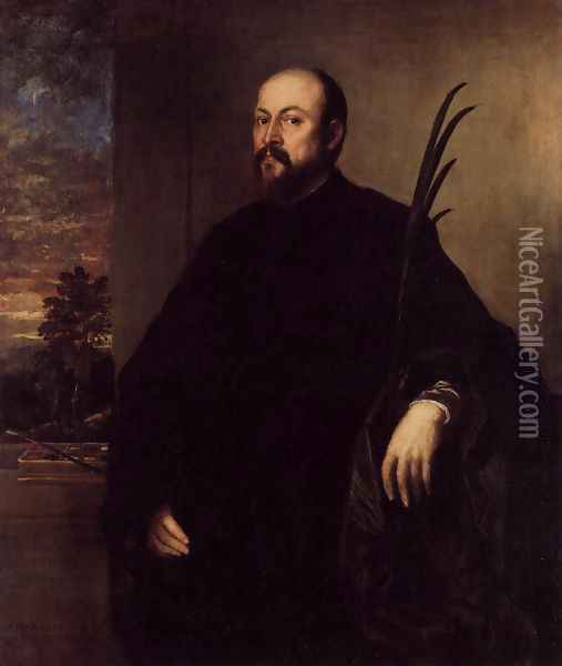 Portrait of a Man with a Palm 1561 Oil Painting - Tiziano Vecellio (Titian)