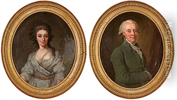Med. Dr Henrik Gahn (+ Hans Maka Eva Katarina, F. Svedenstierna; Pair) Oil Painting - Lorenz Pasch the Younger