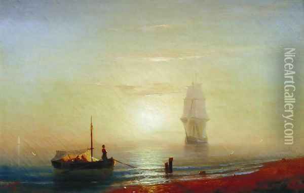 Sunseat on a sea Oil Painting - Ivan Konstantinovich Aivazovsky