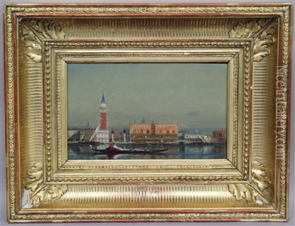 Gondolier Devant Le Palais Des Doges A Venise Oil Painting - Henri Duvieux