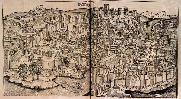 Nuremberg Chronicle, View of Florence Oil Painting - Hartmann Schedel