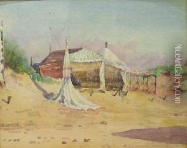 The Beach Tent Oil Painting - Frank Rousse