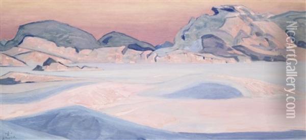 Karelia, Evening Snow Oil Painting - Nikolai Konstantinovich Roerich