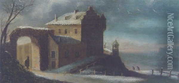 A View Of A Town Wall At Night Oil Painting - Francesco Foschi
