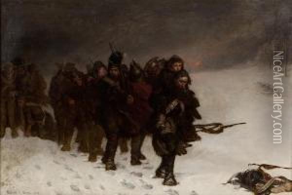 On The March From Moscow Oil Painting - Laslett John Pott