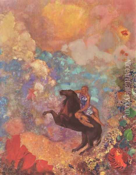 Muse on Pegasus Oil Painting - Odilon Redon