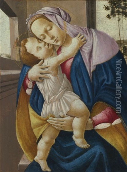 Madonna And Child (collab. W/studio) Oil Painting - Sandro Botticelli