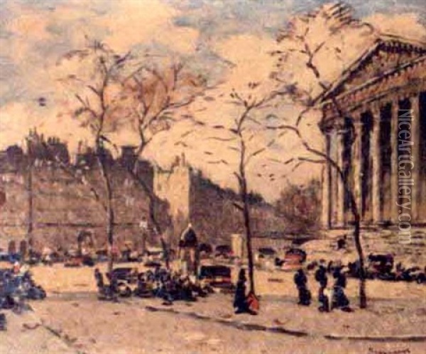 Paris, Place De La Madeleine Oil Painting - Louis Braquaval
