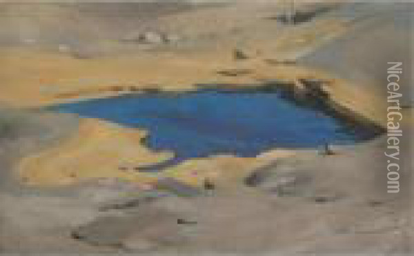Wasserloch Im Sudan (a Watering Hole, Sudan) Oil Painting - Wilhelm Kuhnert