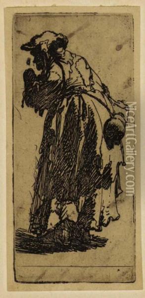 Old Beggar Woman With A Gourd Oil Painting - Rembrandt Van Rijn