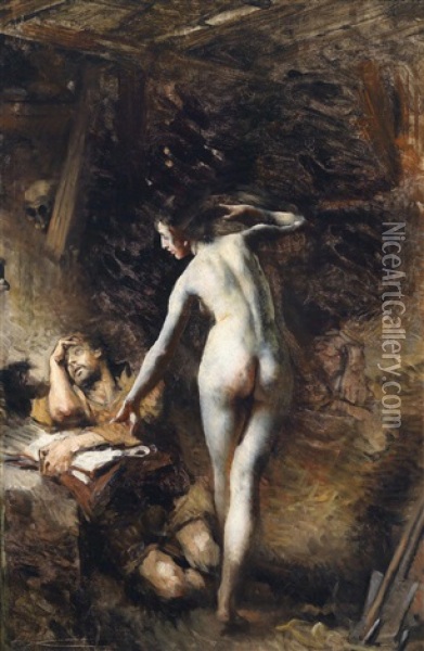 Die Verfuhrung Des Heiligen Antonius Oil Painting - Aime Nicolas Morot
