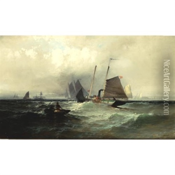 Breezy Weather, New York Bay Oil Painting - Franklin Dullin Briscoe