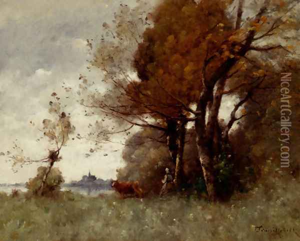 Autumn In Candes Oil Painting - Paul Trouillebert