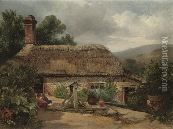 A Cottage At Albury_surrey Oil Painting - George Cole