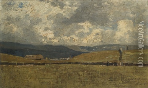 Nubi Sulle Colline Oil Painting - Guglielmo Ciardi