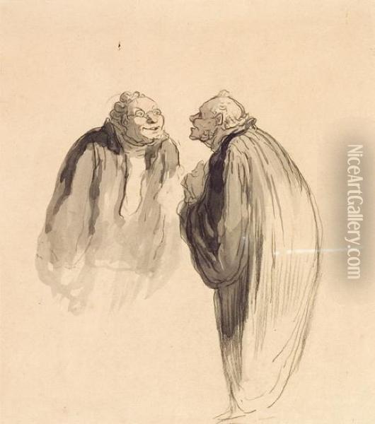 Entre Avocats Oil Painting - Honore Daumier