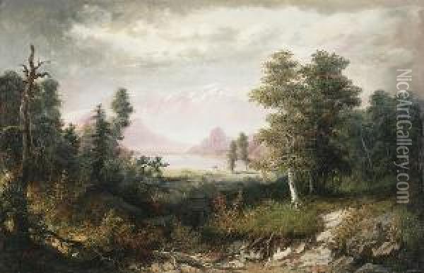 Expansive Landscape With Deer In The Distance Oil Painting - Henry Boese