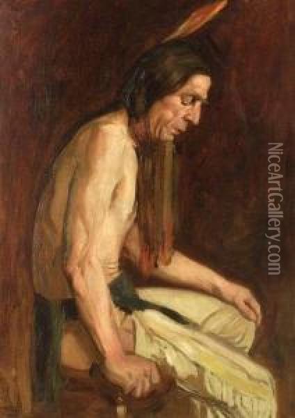 Native American Man Oil Painting - George Forest De Brush