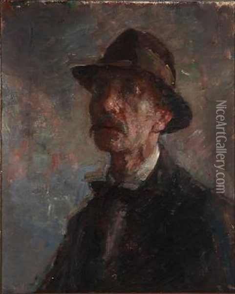 The Artist's Selfportrait Oil Painting - Julius Paulsen