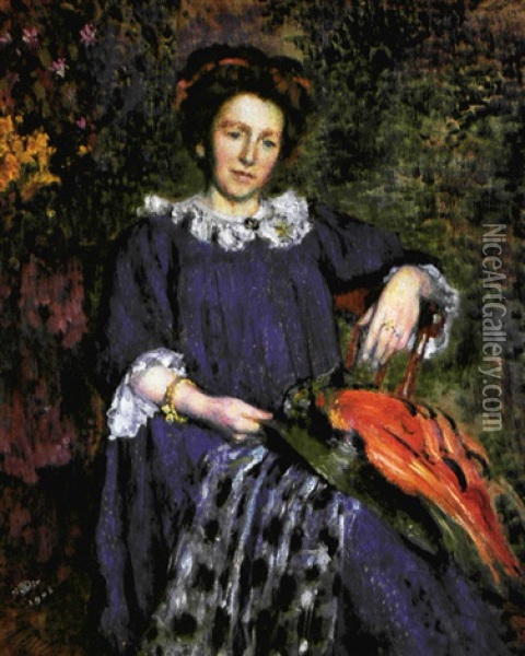 Femme Assise (madame Georges Lemmen) Oil Painting - Georges Lemmen