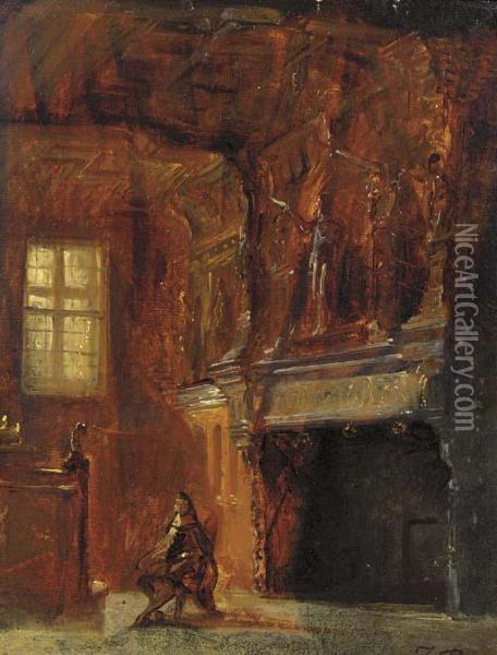 Consistorie Kamer - A Study Oil Painting - Johannes Bosboom