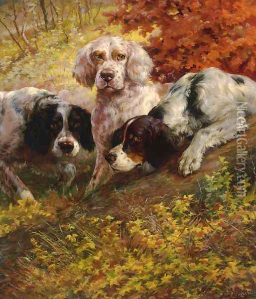 Three Setters on the Scent Oil Painting - Edmund Henry Osthaus