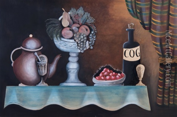 Still Life With Fruit Bowl Oil Painting - Antonin Prochazka