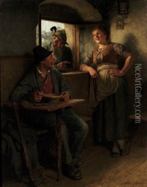 Afternoon Conversation Oil Painting - Hugo Wilhelm Kauffmann