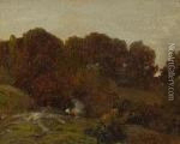 Herbstliche
 Baumlandschaft. Oil Painting - Ludwig Willroider